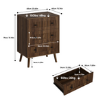 Chest of Drawers with 3 Drawers and Storage Cabinet, Walnut Wood