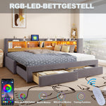 3-in-1 Sofa Daybed 90x200cm Extendable with LED & Drawers