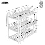 Triple Bunk Bed Frame for Children and Adults, 90x200cm Metal, White