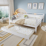 Bunk Bed Extendable with Shelves, Slats, Ladder, Pine/MDF/Plywood, White, 90x200cm