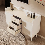 Sideboard, Three Drawers Storage, Wood-Colored