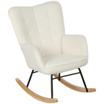 Rocking Chair, Upholstered, Wooden Base, White