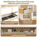 Children's Bunk Bed 90x200cm with Storage Staircase, White & Natural