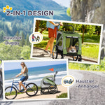 Dog Trailer & Stroller, 2-in-1, Reflectors, Oxford Fabric Green