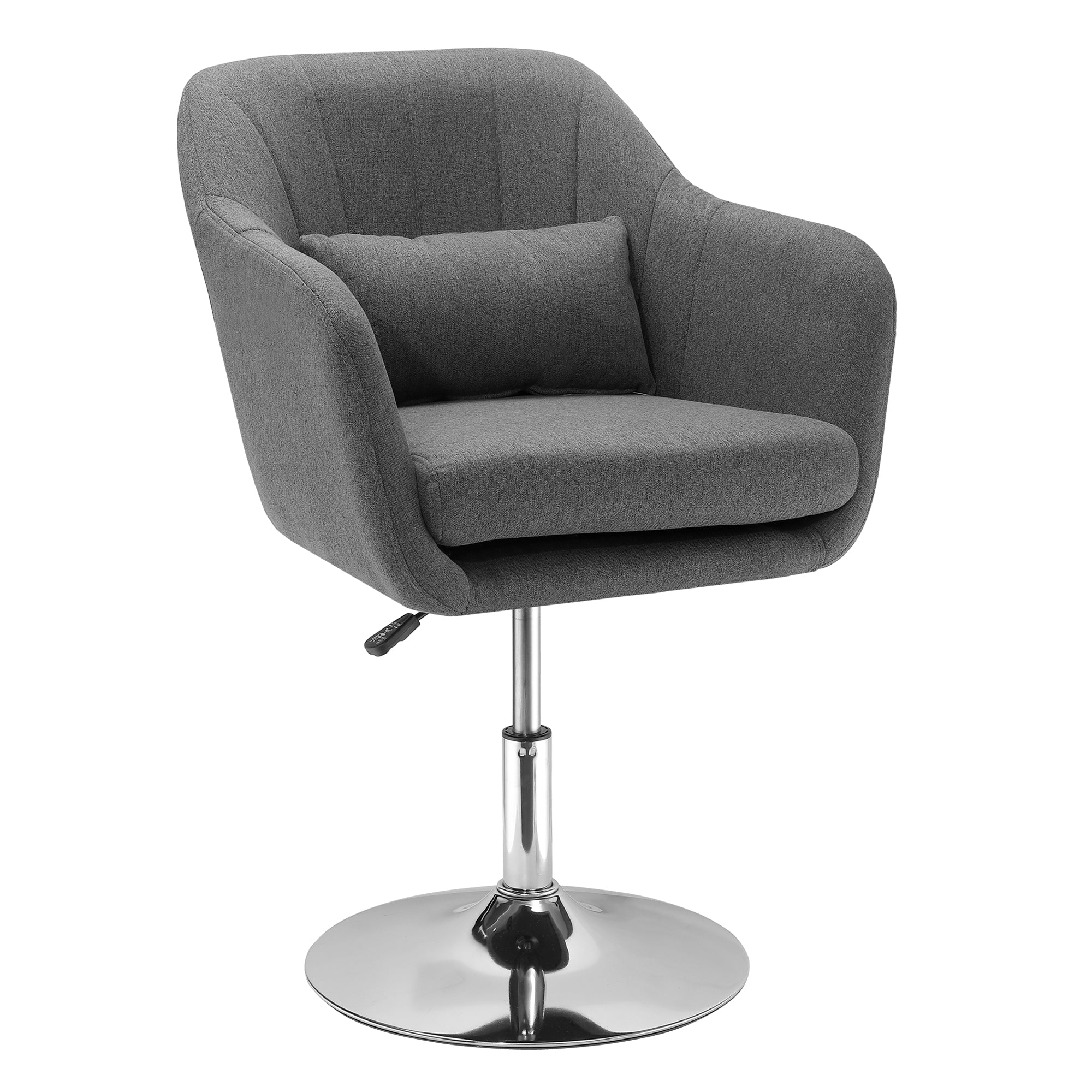 Work Stool Swivel Office Chair Height Adjustable, Linen-like Polyester Dark Grey
