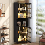 Corner Cabinet Multifunctional LED Storage - Black Lacquer Finish