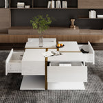 Coffee Table, 4-Drawer with Storage, High-Gloss