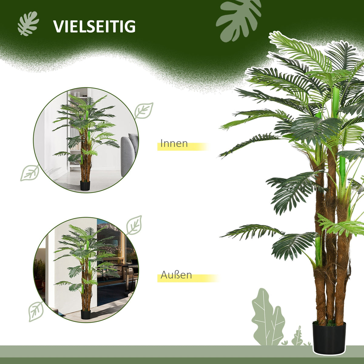 Artificial Palm Tree, 160 cm, 36 Branches, Green