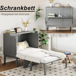 Wall Bed, 90x200 cm, Slatted Frame, Grey