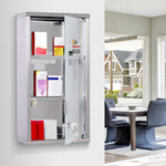 Medicine Cabinet 3 Compartments Home Pharmacy 25x12x48cm Stainless Steel