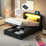 Children's Bed 90x200 with LED, Bluetooth & USB, PU Leather