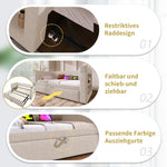 Upholstered Daybed Sofa Bed 90x200cm Pull-out USB/Type-C Armrests Linen Beige