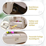 Upholstered Daybed 90x200cm with Trundle & USB, Beige Linen Blend