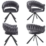 Dining Chair Set of 4, Modern Velvet Ergonomic Vanity Metal Legs, Grey