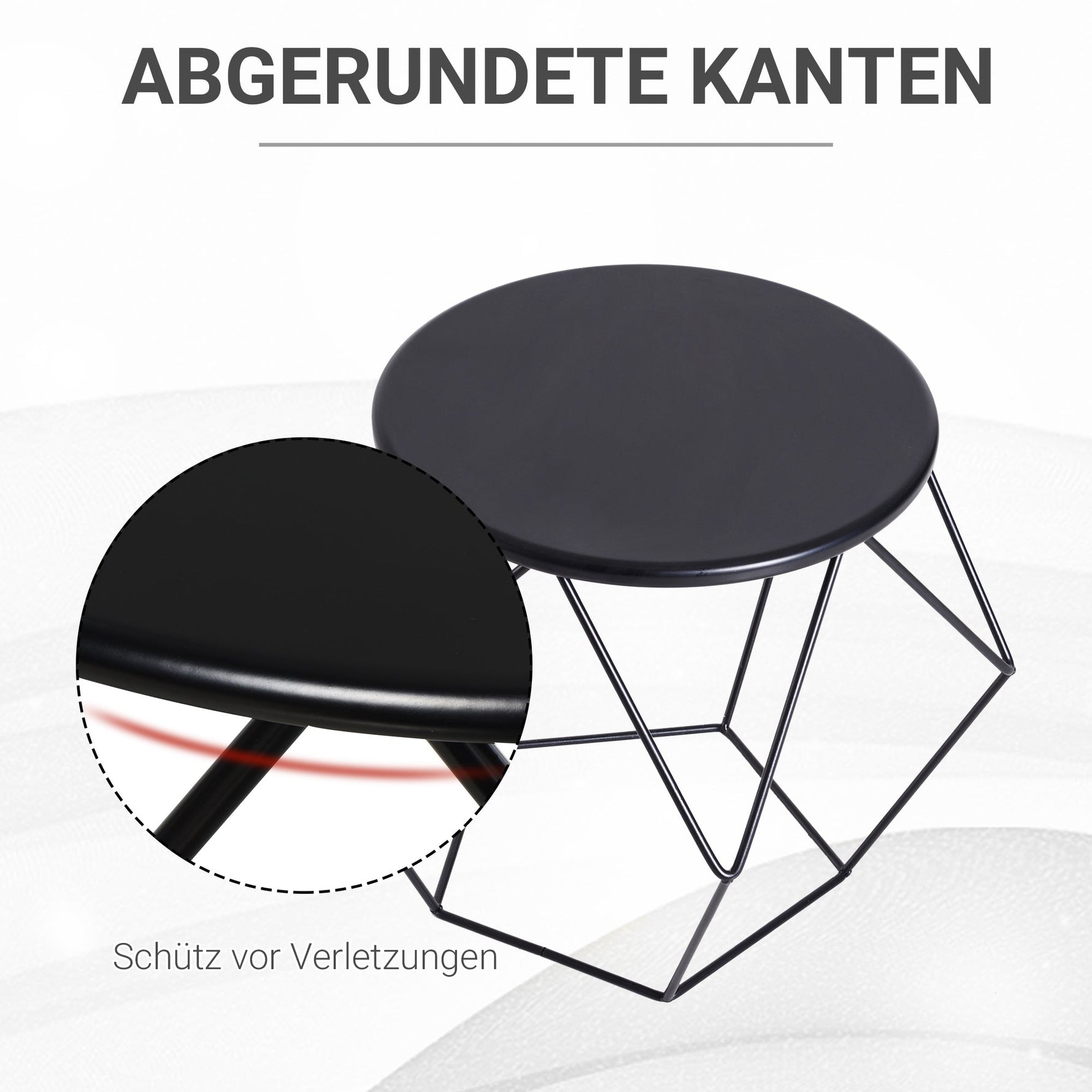 Round Coffee Table with Storage, Nesting, Metal