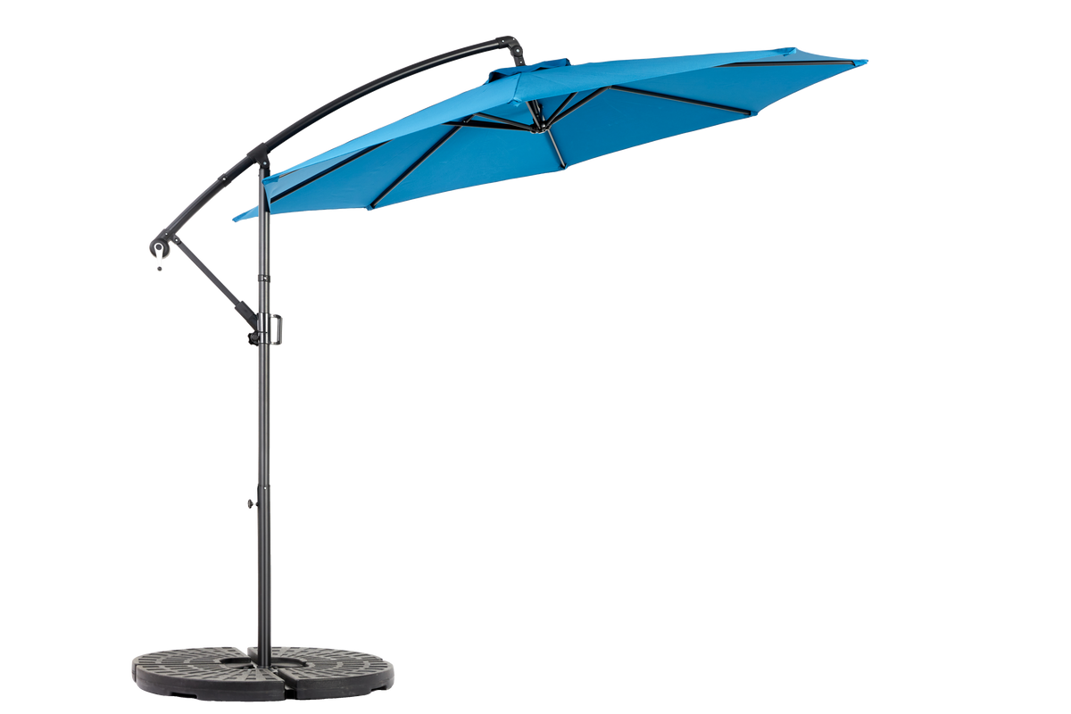 Double Sided Outdoor Umbrella, 14.8 Ft Rectangular Large with Crank, Blue