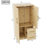 Wardrobe 70x40x135cm Double Door Drawers Storage Wood Color