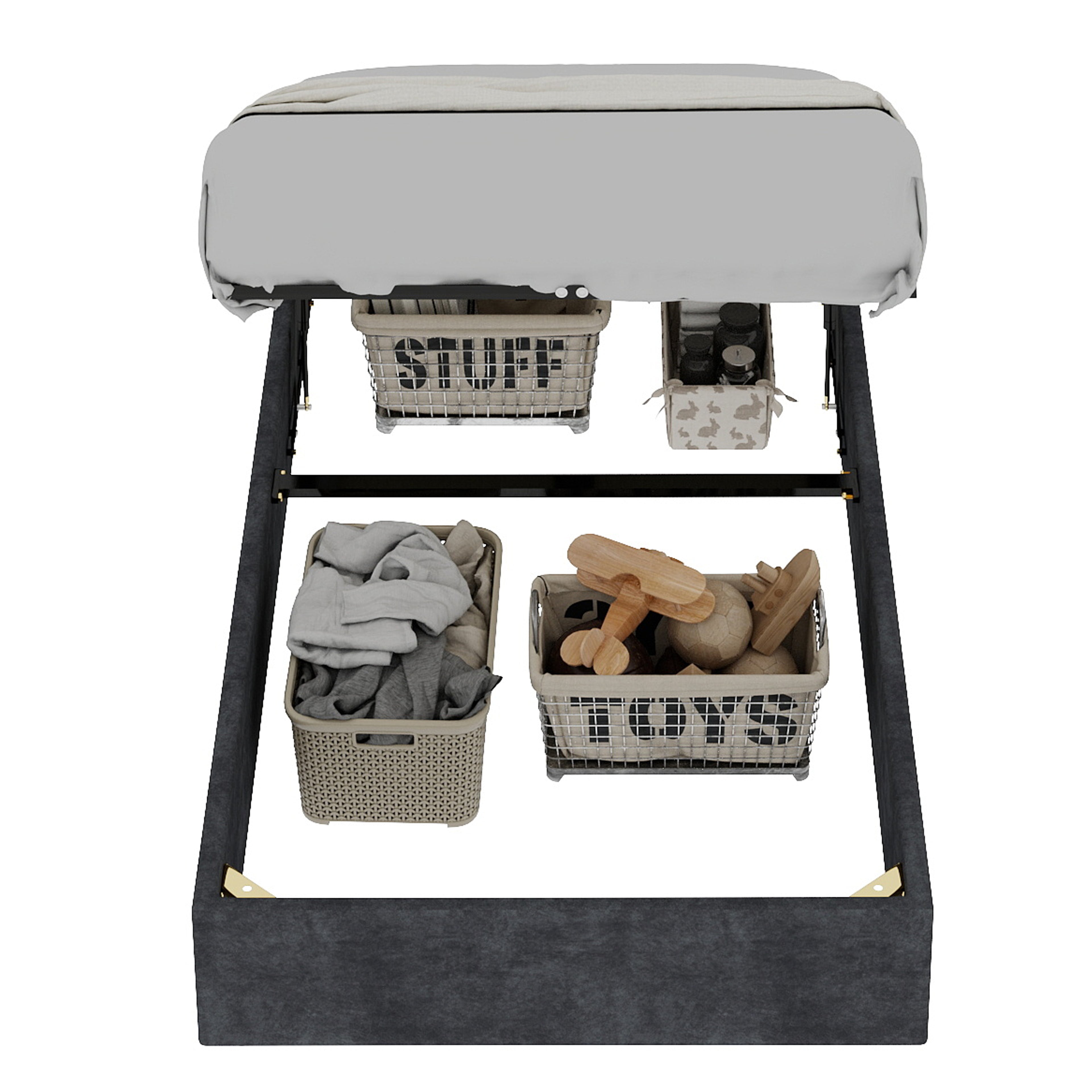 Bed Frame Platform Slatted Base Dutch Fleece