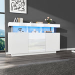 Modern Sideboard High-Gloss Coffee Bar LED Light Strip 140x35x80cm White Acrylic