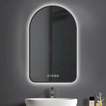 Arched LED Bathroom Mirror 60x120cm, Anti-Fog, Dimmable, Temp Display, Black Frame