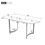 Extendable Dining Table 140/180x80cm 4-6 Seater Modern Silver Metal Legs - White