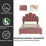 Upholstered Children's Bed 90x200cm Floral Headboard Hydraulic Storage Velvet Pink