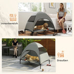 Outdoor Dog Bed, Raised with Roof for Large Dogs, Light Grey