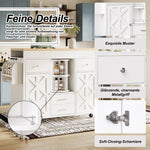 Modern Extendable Bar Table and Kitchen Trolley with Rotating Organizer and Adjustable Shelves, White