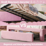 Daybed Sofa Bed 140x200cm Hydraulic Storage LED USB/Type-C - Imitation Fleece Pink
