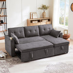 Sofa Bed L-Shaped Sleeping Function Storage Cup Holder Interchangeable Upholstered