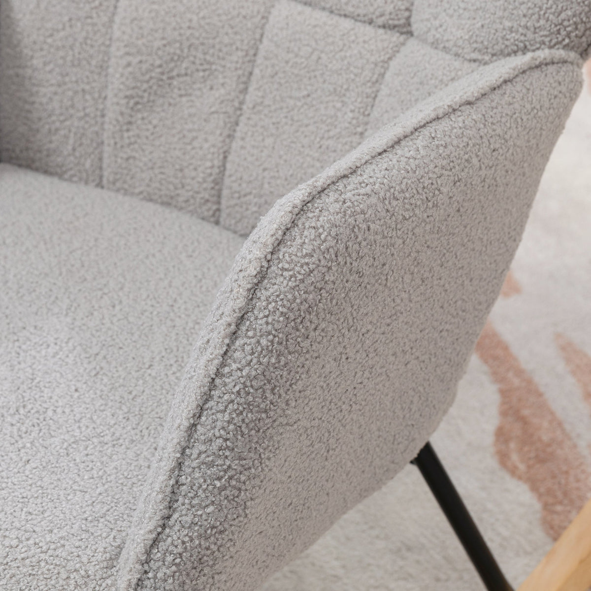 Rocking Chair Swivel Recliner 120 kg Berber Fleece Light Grey