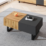 Multifunctional Modern Sliding Coffee Table with Hidden Storage, Wood and Metal