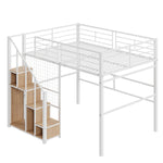 Loft Bed, Safety Ladder & Storage, White