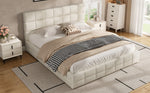 Upholstered Platform Bed Frame, 180x200 cm - Beige