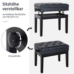 Piano Bench with Storage, Height Adjustment, Wood