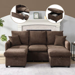 Multifunctional Corner Sofa, U-Shaped Three-Seater, Storage, Drawers & Ottoman, Sleeping Function, Chenille