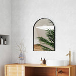 Curved Bathroom Mirror, 50 x 70 cm, Aluminum Frame, Black