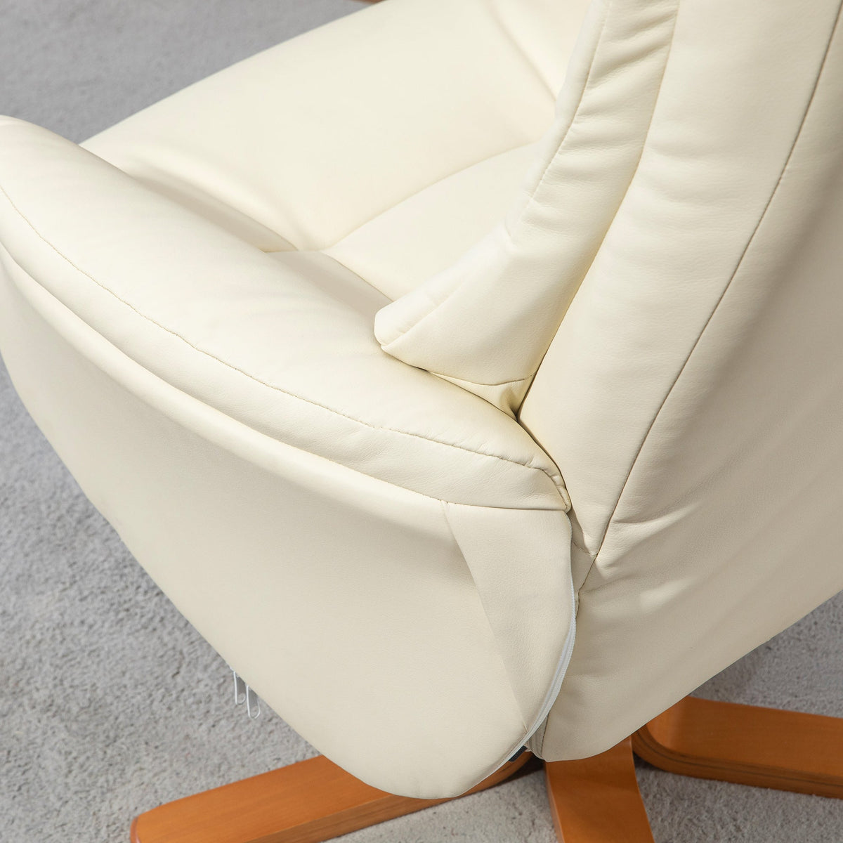 Recliner Chair with Footstool, Reclining & Rocking, High Backrest, Faux Leather