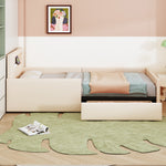 Upholstered Children's Bed 90x200cm Night Light USB Storage Safety Faux Leather Beige