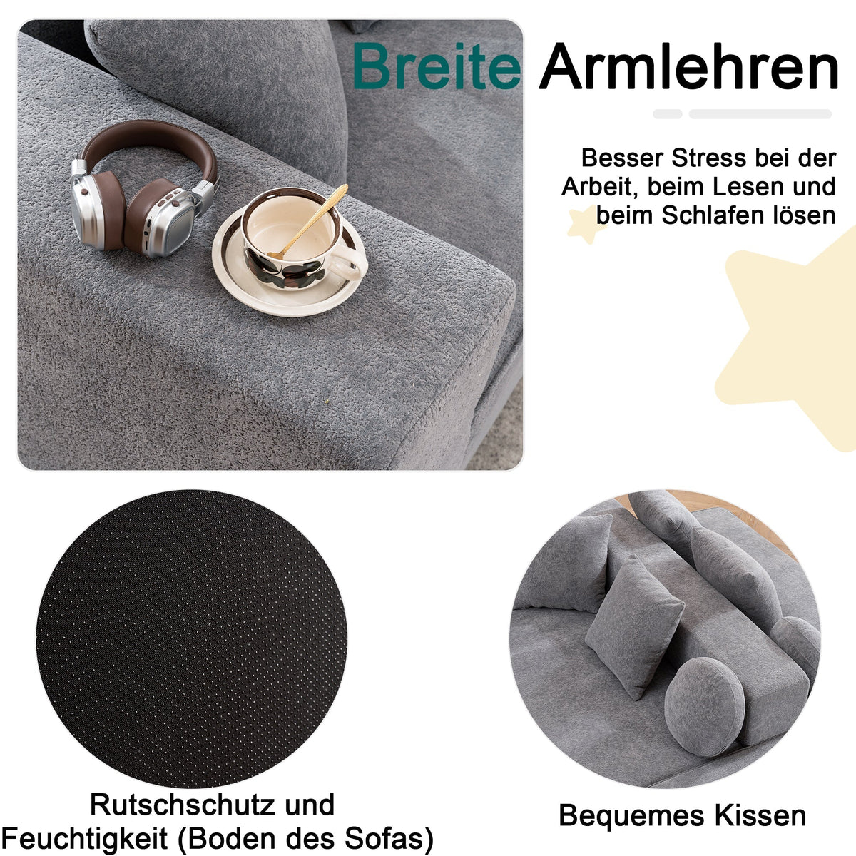 Modular Sofa Segmented Boneless No Assembly - Chenille Fabric