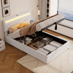 Upholstered Flat Bed 140x200cm with Storage & USB - White