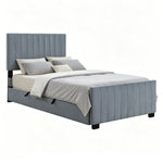 Upholstered Single Bed 90x190cm with Pull-Out Bed, Grey Velvet