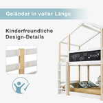 Children's Tree House Bed, Loft Bed with Ladder & Slatted Frames, 90x200 cm, Natural & White