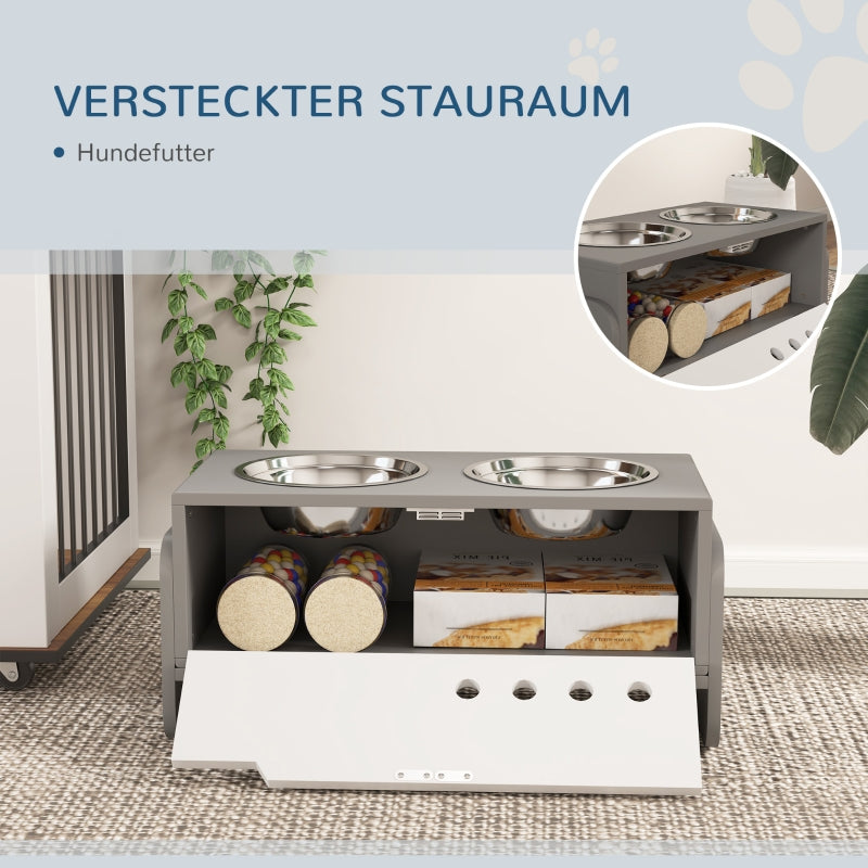 Elevated Dog Feeding Station, 2x2000ml Bowls, Grey