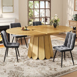 Extendable Round Dining Table 118-158cm Extends to Oval 6 Seater - Wood Color