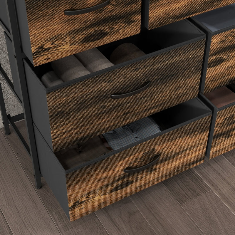 Chest of Drawers, 7 Fabric Drawers, Anti-Tip, Brown MDF