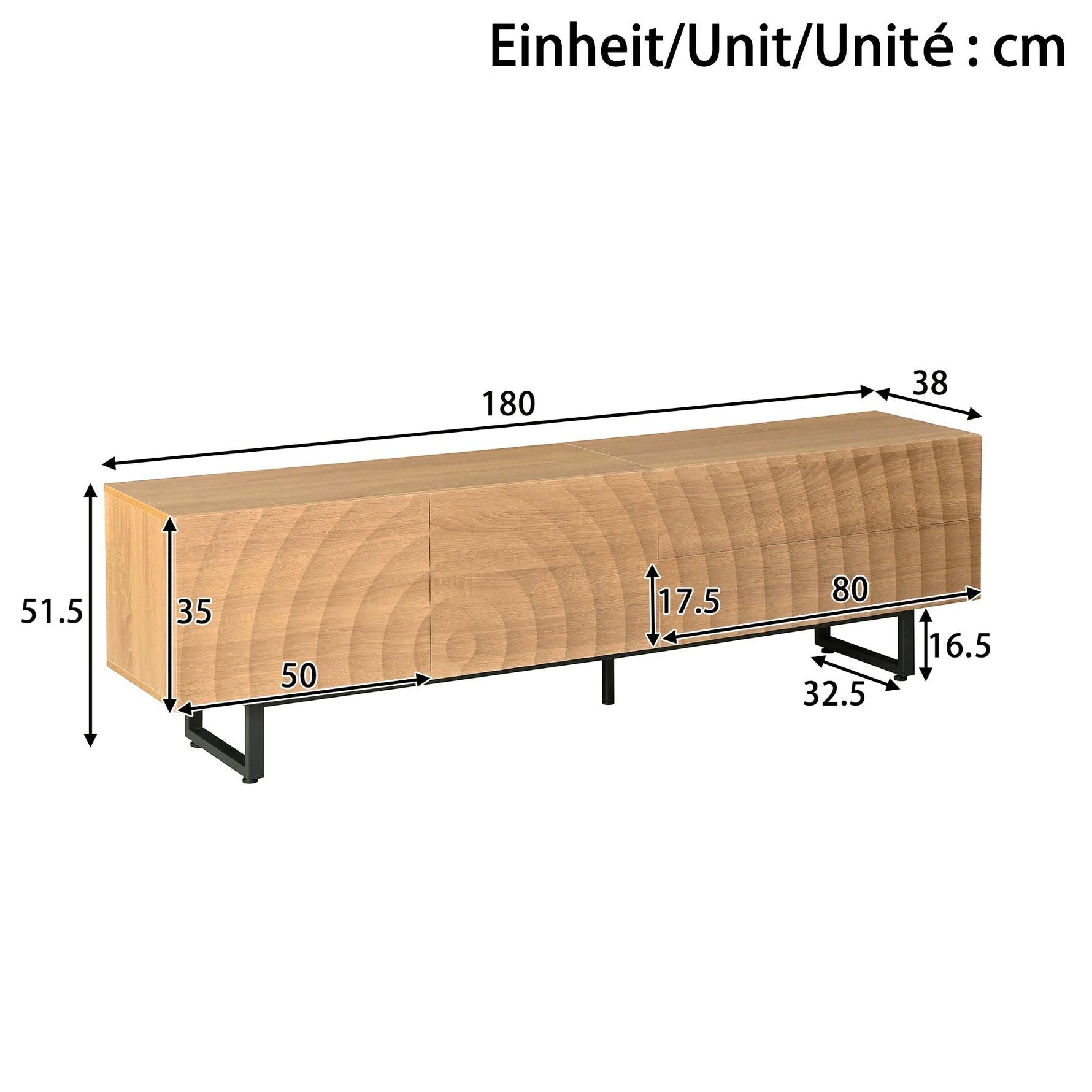 Low TV Cabinet Modern 180cm with Unique 3D Texture