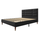 Upholstered bed, double with slatted frame 140x200cm, black linen