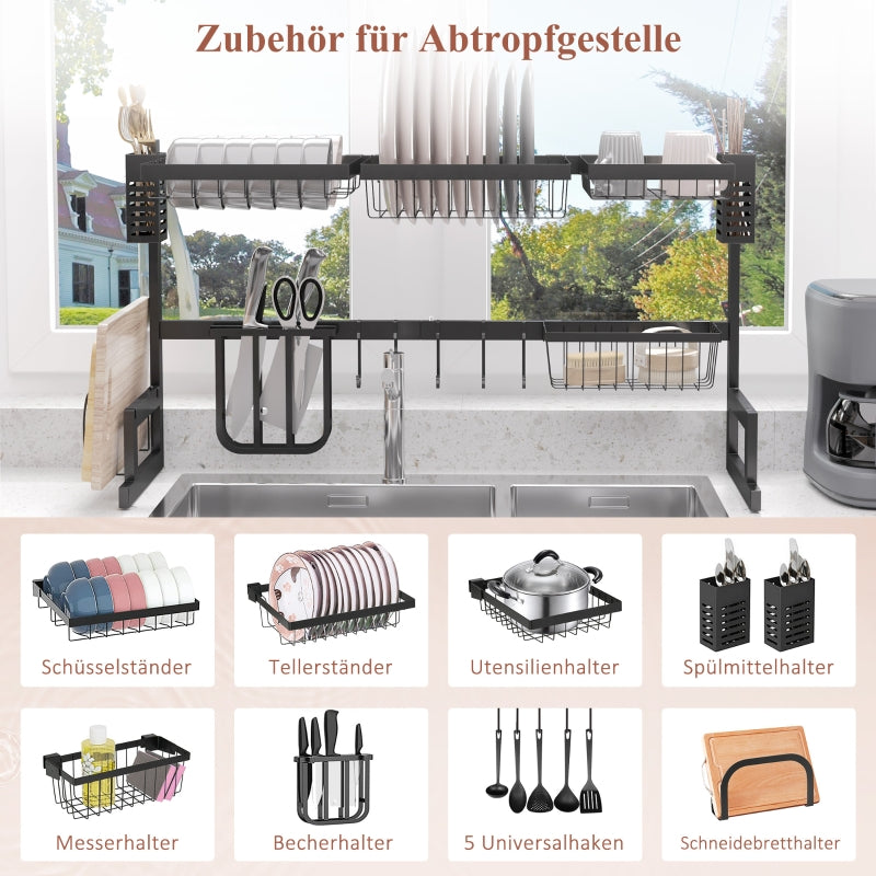 Dish Rack, Modular Dish Holder, Metal, Black