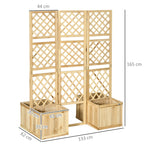 Balcony Screen Room Divider 133x165cm 3-Piece 4 Flower Boxes Weatherproof Natural Color